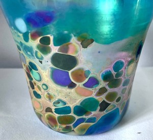 lot 23 image: Petite Turquoise Artisan Made Vase or Candle Holder