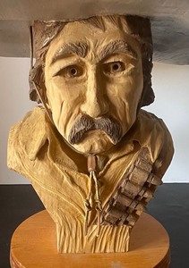 lot 39 image: Wooden Cowboy Figurine Sculpture by J. Thompson