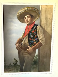 lot 228 image: Original Spanish Cowboy Portrait Painting