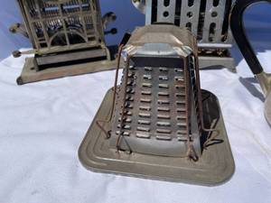 lot 331 image: Vintage Metal Toasters, Tea Kettle and Pitcher