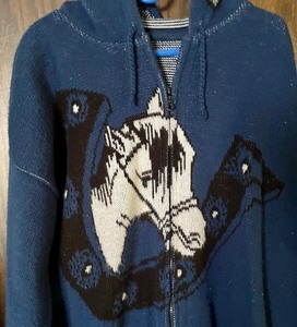 lot 291 image: Horse Themed Zip Up Sweater by Ruminahui