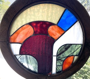 lot 299 image: Vintage Circular Stained Glass Art