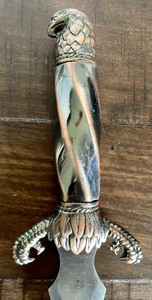 lot 421 image: Eagle Themed Handled Dagger with Leather Sheath