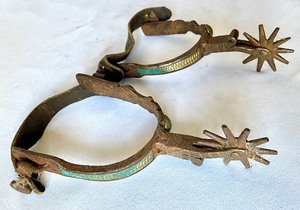 lot 426 image: Vintage Cast Iron Bull Wall Mount Hook and Stirrups