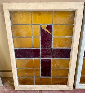 lot 432 image: Trio of Vintage Stained Glass Windows