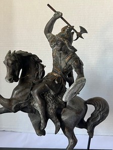 lot 136A image: Vintage Metal Viking Warrior Figurine on Horseback