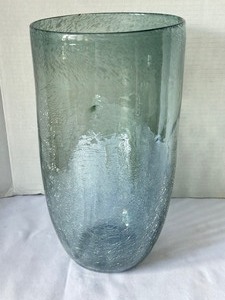 lot 180 image: Decorative Muted Blue Crackle Glass Vase