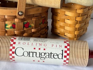 lot 182 image: Decorative Baskets and Rolling Pins including Longaberger Baskets