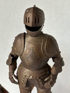 lot 20A image: Pair of Antique Victorian Medieval Knight Figurines  Victorian Set of Miniature Armor Figurines