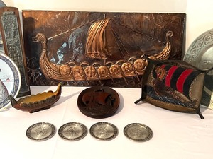 lot 232 image: Variety of Vintage Viking Themed Decorative Items