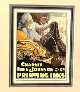 lot 240 image: Vintage Framed Charles Eneu Johnson and Co Printing Inks Advertising Print
