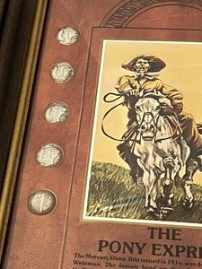 lot 18A image: Framed The Pony Express Mercury Dimes Coin Set