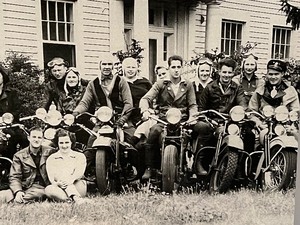 lot 243 image: Vintage Black and White Motorcycle Photograph
