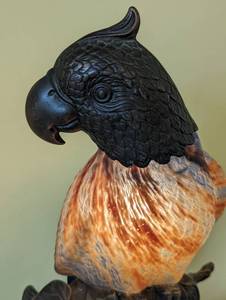 lot 79 image: Blue Glass Parrot Table Lamp by Andrea Sadek