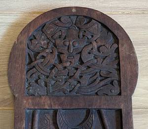 lot 103 image: Carved Wood Wall Shelf with Medieval Swedish Design