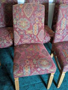 lot 110 image: Six Colorful Upholstered Dining Chairs