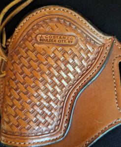 lot 128 image: J. Costanza Tooled Leather Holster