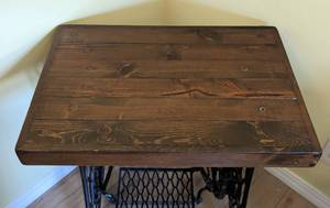 lot 202 image: Wood Topped Singer Sewing Table