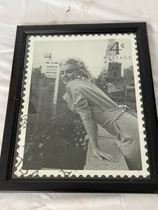 lot 376 image: Vintage Marilyn Monroe Postage Stamp Framed Art