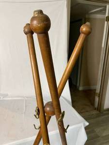 lot 384 image: Vintage Wooden Tripod With Brass Accents