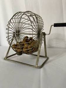 lot 386 image: Vintage Bingo Roller With Wooden Balls