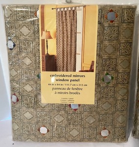 lot 440 image: 2 New Pier 1 Embroidered Mirrored Window Panels