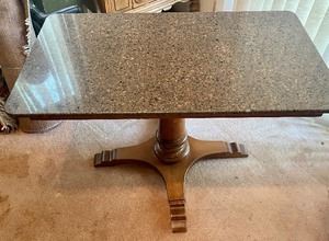 lot 445 image: Great Granite Top Table with Wooden Base