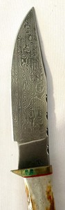 lot 475 image: Vintage Antler Handled Knife with Leather Sheath
