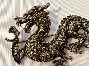 lot 461A image: Sterling and Marcasite Dragon Brooch