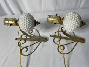 lot 508 image: Two Vintage Milk Glass Wall Mount Lights