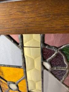 lot 519 image: Vintage Wooden Stained Glass Piece