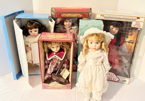 lot 308 image: Assortment of Five Collectible Dolls