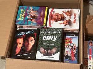 lot 19 image: Box of DVDs and Box of VHS Movies