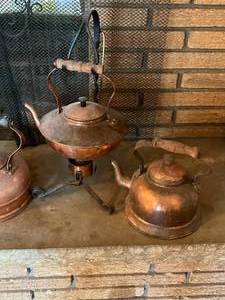 lot 68 image: 3 Copper Tea Pots