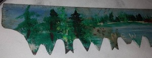lot 421 image: Painted Saw Blade. New York Mills, MN.