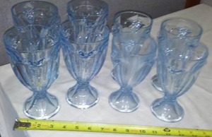 lot 450 image: Blue Glass Milkshake glasses (8)