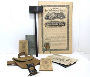 lot 66 image: Lot of Antique Modern Woodsmen of America Fraternal Items