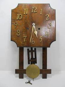 lot 71 image: Nice Antique Mission Oak Wall Clock 