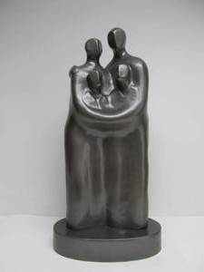 lot 14 image: Large Vintage Signed Abstract Family Sculpture