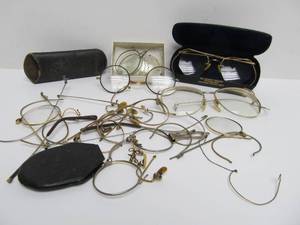 lot 15 image: Lot of Antique Eye Glasses Parts etc