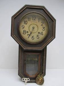 lot 20 image: Early Antique Advertising Regulator Wall Clock 