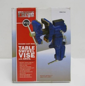 lot 23 image: Brand New Central Forge Swivel Table Vise wAnvil Top 
