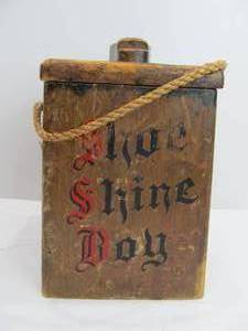 lot 75 image: Vintage Wooden SHOE SHINE Box