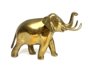 lot 188 image: Larger Size Vintage Solid Brass Elephant