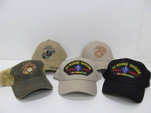 lot 220 image: Group of 5 Brand New US MARINE CORPS Hats