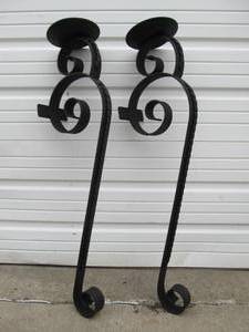 lot 229 image: HUGE Wrought Iron Gothic Wall Sconces