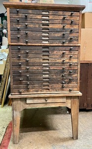 lot 1 image: Awesome Antique Multi Drawer Map Cabinet