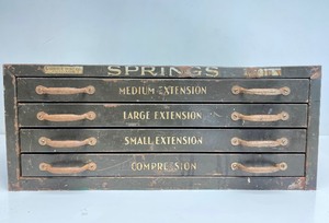 lot 6 image: Vintage 1920s-30s Service Station Springs Advertising Parts Cabinet