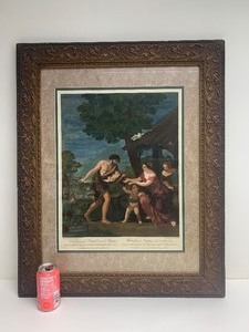 lot 341 image: Excellent Large Framed Antique 19th Century Colored Engraving - The Finding of Romulus & Remus