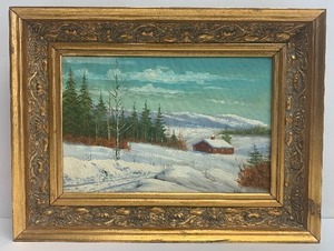 lot 347 image: Framed Signed Mid Century 1960s Oil on Canvas Sweden Painting 